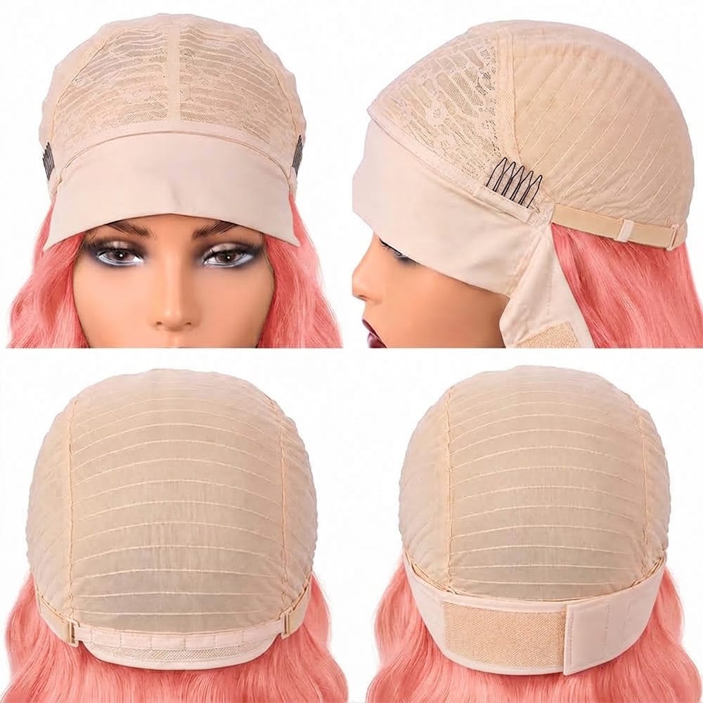 Body Wave Headband Human Hair Wig (Glueless, Ready-to-Wear) Natural Bubblegum Pink LINKTOWIG