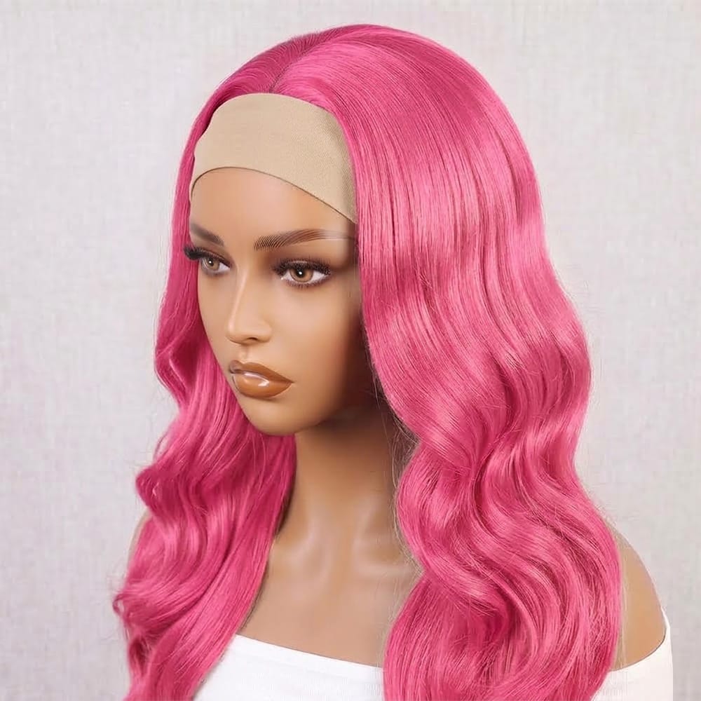 Body Wave Headband Human Hair Wig (Glueless, Ready-to-Wear) Natural pink LINKTOWIG