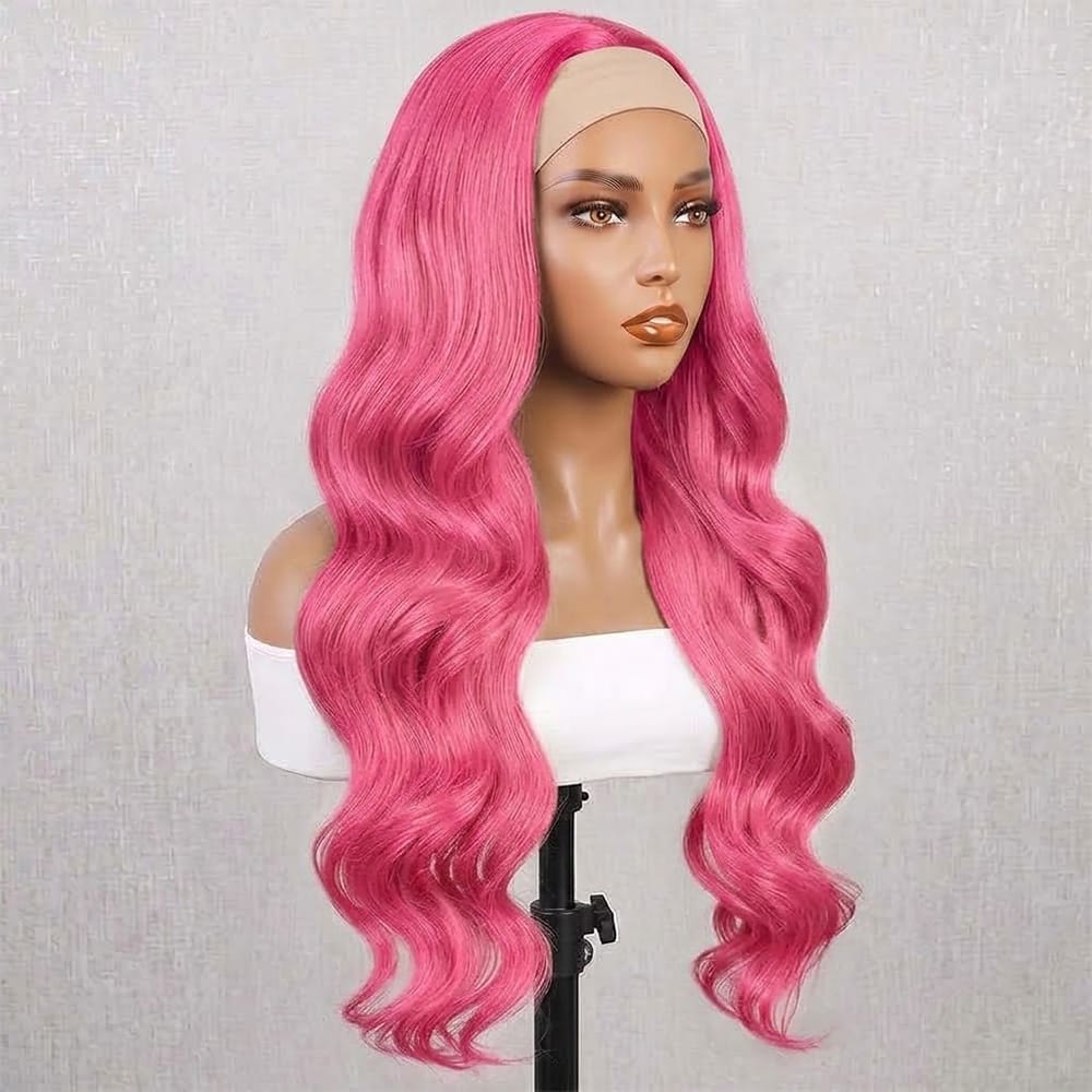 Body Wave Headband Human Hair Wig (Glueless, Ready-to-Wear) Natural pink LINKTOWIG
