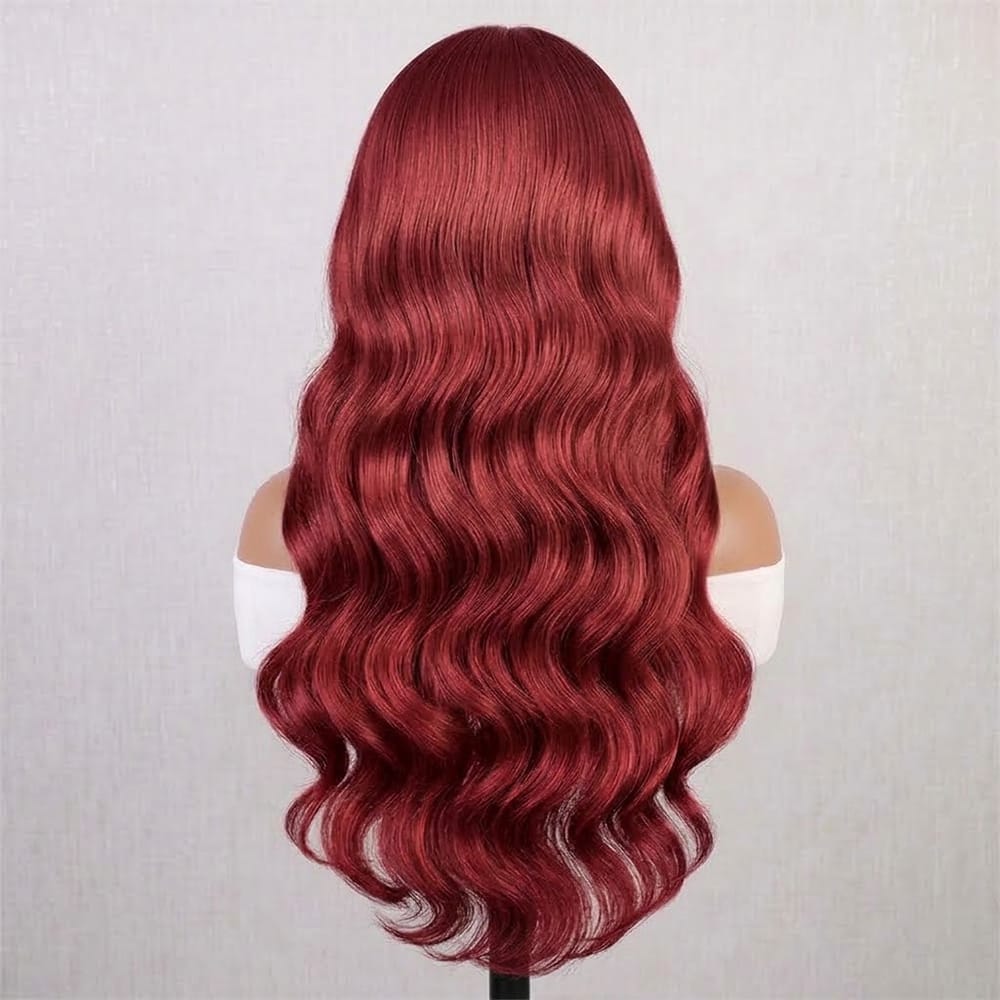 Body Wave Headband Human Hair Wig (Glueless, Ready-to-Wear) Natural Ruby Red LINKTOWIG