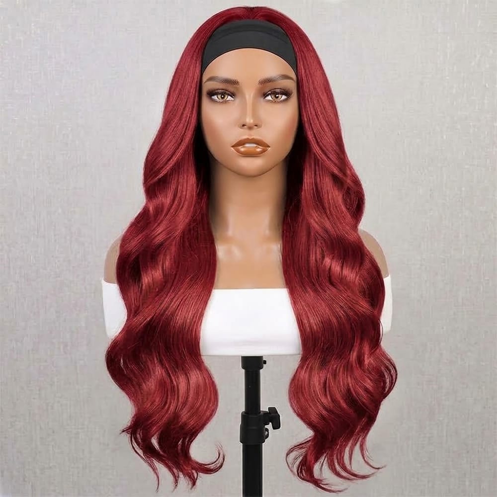 Body Wave Headband Human Hair Wig (Glueless, Ready-to-Wear) Natural Ruby Red LINKTOWIG
