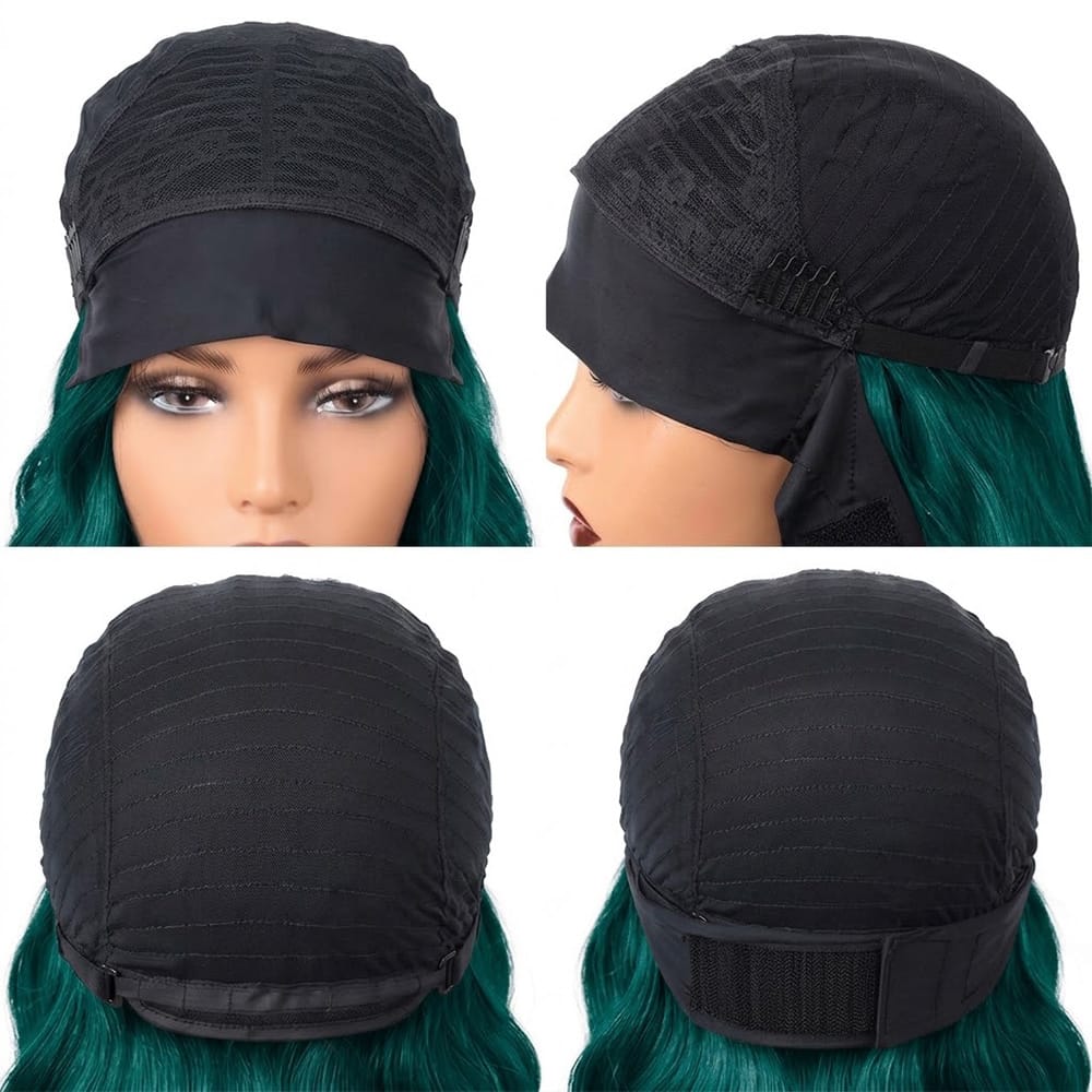 Body Wave Headband Human Hair Wig (Glueless, Ready-to-Wear) Natural Teal Green LINKTOWIG