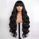 Body Wave Human Hair Wig with Bangs 100% Human Hair Wig – Bangs Style Black LINKTOWIG