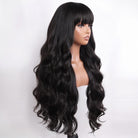 Body Wave Human Hair Wig with Bangs 100% Human Hair Wig – Bangs Style Black LINKTOWIG