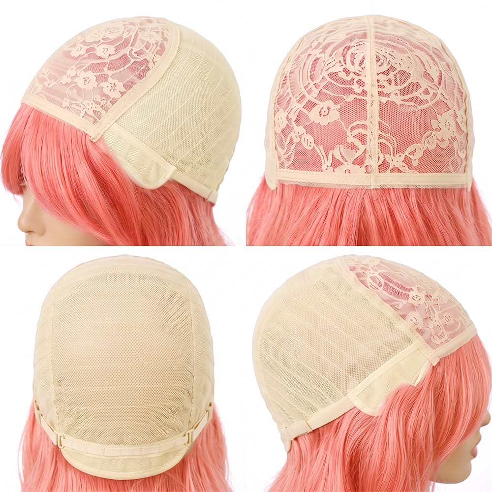 Body Wave Human Hair Wig with Bangs 100% Human Hair Wig – Bangs Style Bubblegum Pink LINKTOWIG