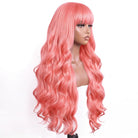 Body Wave Human Hair Wig with Bangs 100% Human Hair Wig – Bangs Style Bubblegum Pink LINKTOWIG