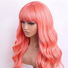 Body Wave Human Hair Wig with Bangs 100% Human Hair Wig – Bangs Style Bubblegum Pink LINKTOWIG