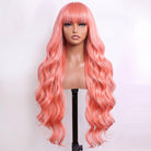 Body Wave Human Hair Wig with Bangs 100% Human Hair Wig – Bangs Style Bubblegum Pink LINKTOWIG