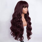 Body Wave Human Hair Wig with Bangs 100% Human Hair Wig – Bangs Style Burgundy LINKTOWIG