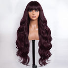 Body Wave Human Hair Wig with Bangs 100% Human Hair Wig – Bangs Style Burgundy LINKTOWIG