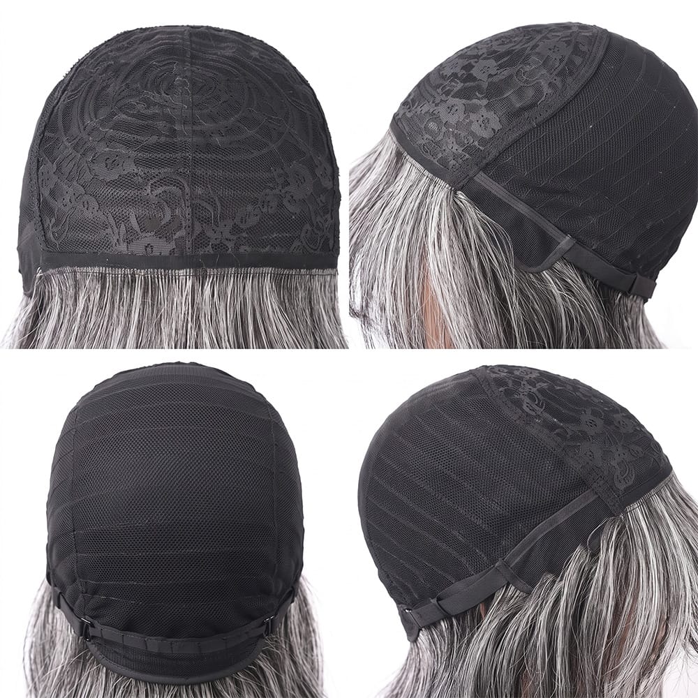 Body Wave Human Hair Wig with Bangs 100% Human Hair Wig – Bangs Style Charcoal Grey LINKTOWIG