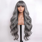 Body Wave Human Hair Wig with Bangs 100% Human Hair Wig – Bangs Style Charcoal Grey LINKTOWIG