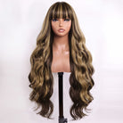 Body Wave Human Hair Wig with Bangs 100% Human Hair Wig – Bangs Style Chocolate Brown LINKTOWIG