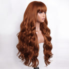 Body Wave Human Hair Wig with Bangs 100% Human Hair Wig – Bangs Style Copper Orange LINKTOWIG