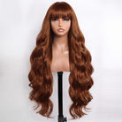 Body Wave Human Hair Wig with Bangs 100% Human Hair Wig – Bangs Style Copper Orange LINKTOWIG