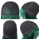 Body Wave Human Hair Wig with Bangs 100% Human Hair Wig – Bangs Style Dark Emerald Green LINKTOWIG