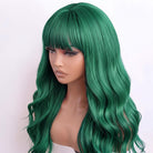 Body Wave Human Hair Wig with Bangs 100% Human Hair Wig – Bangs Style Dark Emerald Green LINKTOWIG