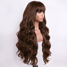 Body Wave Human Hair Wig with Bangs 100% Human Hair Wig – Bangs Style Espresso Brown LINKTOWIG