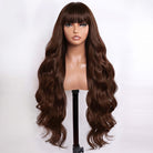 Body Wave Human Hair Wig with Bangs 100% Human Hair Wig – Bangs Style Espresso Brown LINKTOWIG