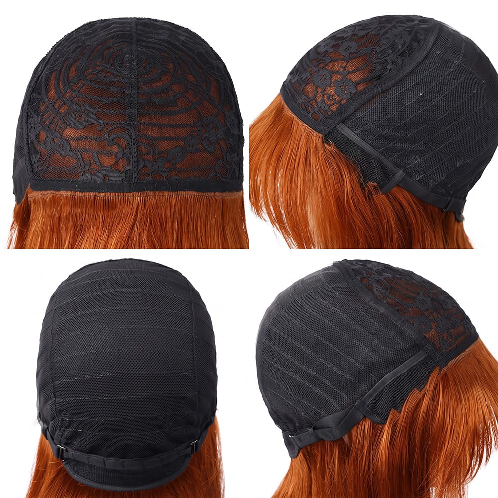 Body Wave Human Hair Wig with Bangs 100% Human Hair Wig – Bangs Style Ginger Orange LINKTOWIG