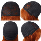 Body Wave Human Hair Wig with Bangs 100% Human Hair Wig – Bangs Style Ginger Orange LINKTOWIG