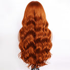 Body Wave Human Hair Wig with Bangs 100% Human Hair Wig – Bangs Style Ginger Orange LINKTOWIG