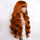 Body Wave Human Hair Wig with Bangs 100% Human Hair Wig – Bangs Style Ginger Orange LINKTOWIG