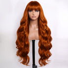 Body Wave Human Hair Wig with Bangs 100% Human Hair Wig – Bangs Style Ginger Orange LINKTOWIG