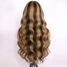 Body Wave Human Hair Wig with Bangs 100% Human Hair Wig – Bangs Style Honey Blonde Highlights LINKTOWIG