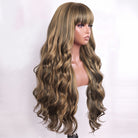 Body Wave Human Hair Wig with Bangs 100% Human Hair Wig – Bangs Style Honey Brown LINKTOWIG