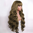 Body Wave Human Hair Wig with Bangs 100% Human Hair Wig – Bangs Style Medium Chestnut Brown LINKTOWIG