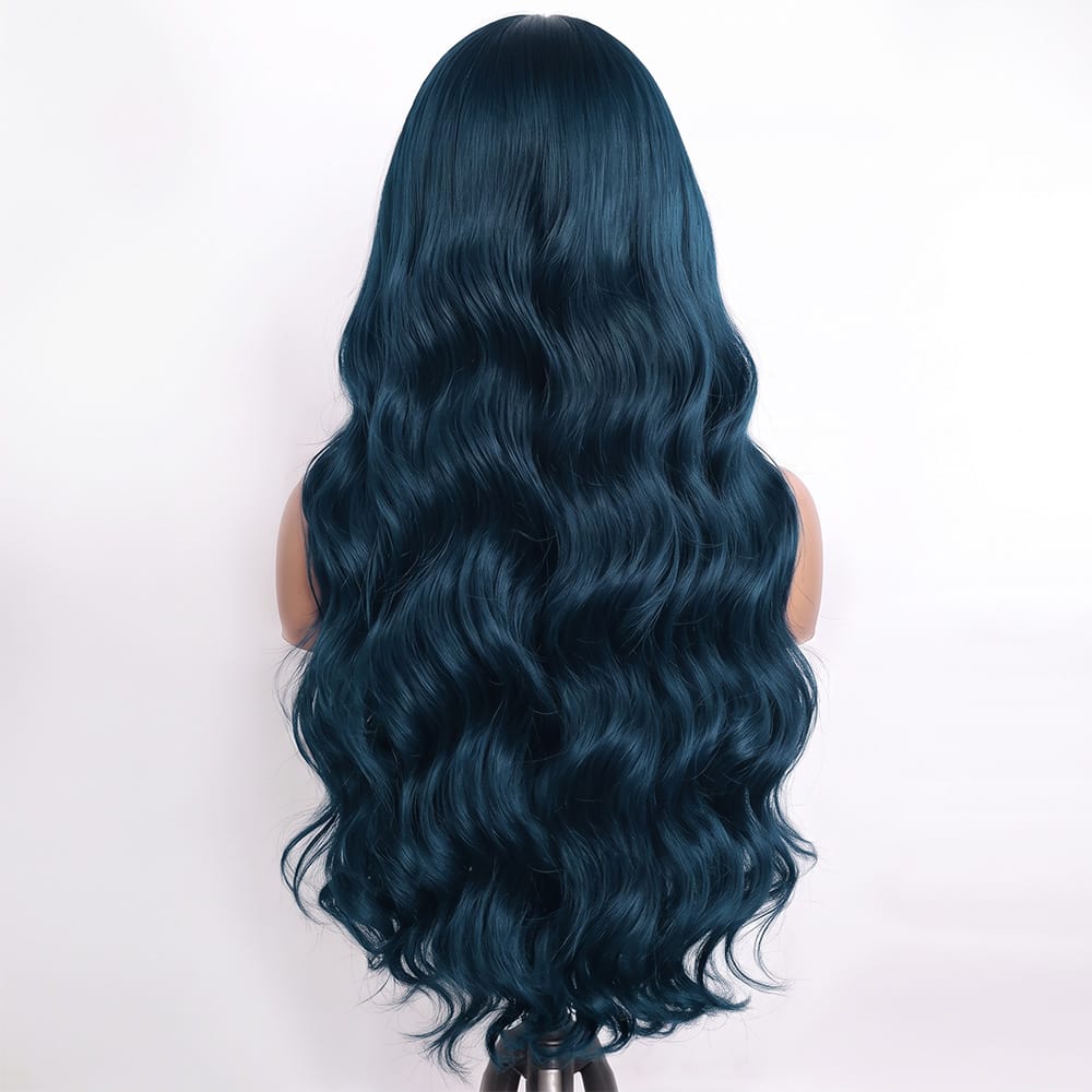 Body Wave Human Hair Wig with Bangs 100% Human Hair Wig – Bangs Style Midnight Blue LINKTOWIG