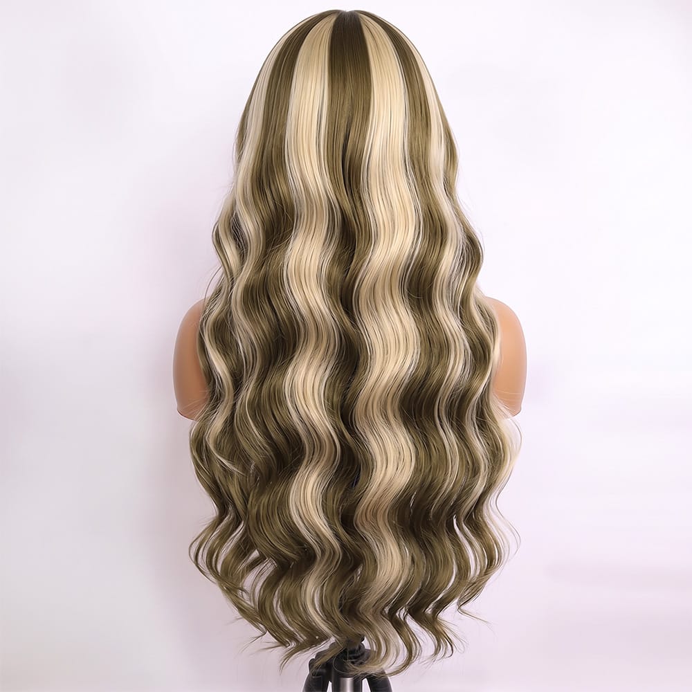 Body Wave Human Hair Wig with Bangs 100% Human Hair Wig – Bangs Style Piano Highlight Silver Grey LINKTOWIG