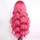 Body Wave Human Hair Wig with Bangs 100% Human Hair Wig – Bangs Style pink LINKTOWIG