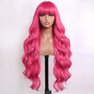 Body Wave Human Hair Wig with Bangs 100% Human Hair Wig – Bangs Style pink LINKTOWIG