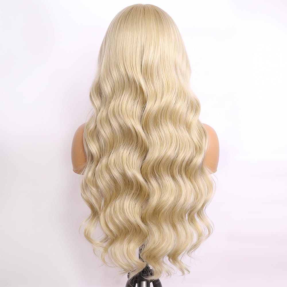 Body Wave Human Hair Wig with Bangs 100% Human Hair Wig – Bangs Style Platinum Blonde LINKTOWIG