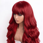 Body Wave Human Hair Wig with Bangs 100% Human Hair Wig – Bangs Style Ruby Red LINKTOWIG