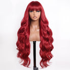 Body Wave Human Hair Wig with Bangs 100% Human Hair Wig – Bangs Style Ruby Red LINKTOWIG