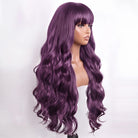 Body Wave Human Hair Wig with Bangs 100% Human Hair Wig – Bangs Style Violet Purple LINKTOWIG