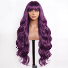 Body Wave Human Hair Wig with Bangs 100% Human Hair Wig – Bangs Style Violet Purple LINKTOWIG