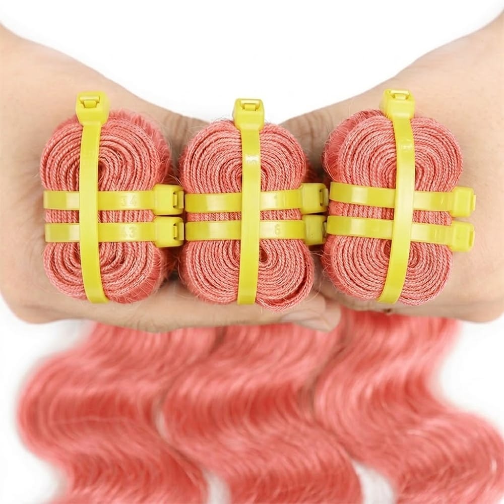 Body Wave Luxury Natural Hair Weft – 100% Virgin Human Hair / Wig Bubblegum Pink LINKTOWIG