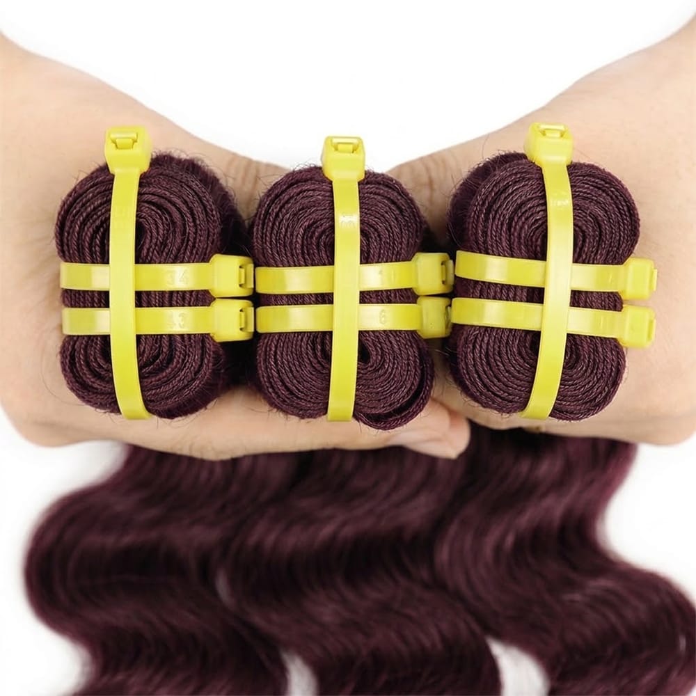 Body Wave Luxury Natural Hair Weft – 100% Virgin Human Hair / Wig Burgundy LINKTOWIG