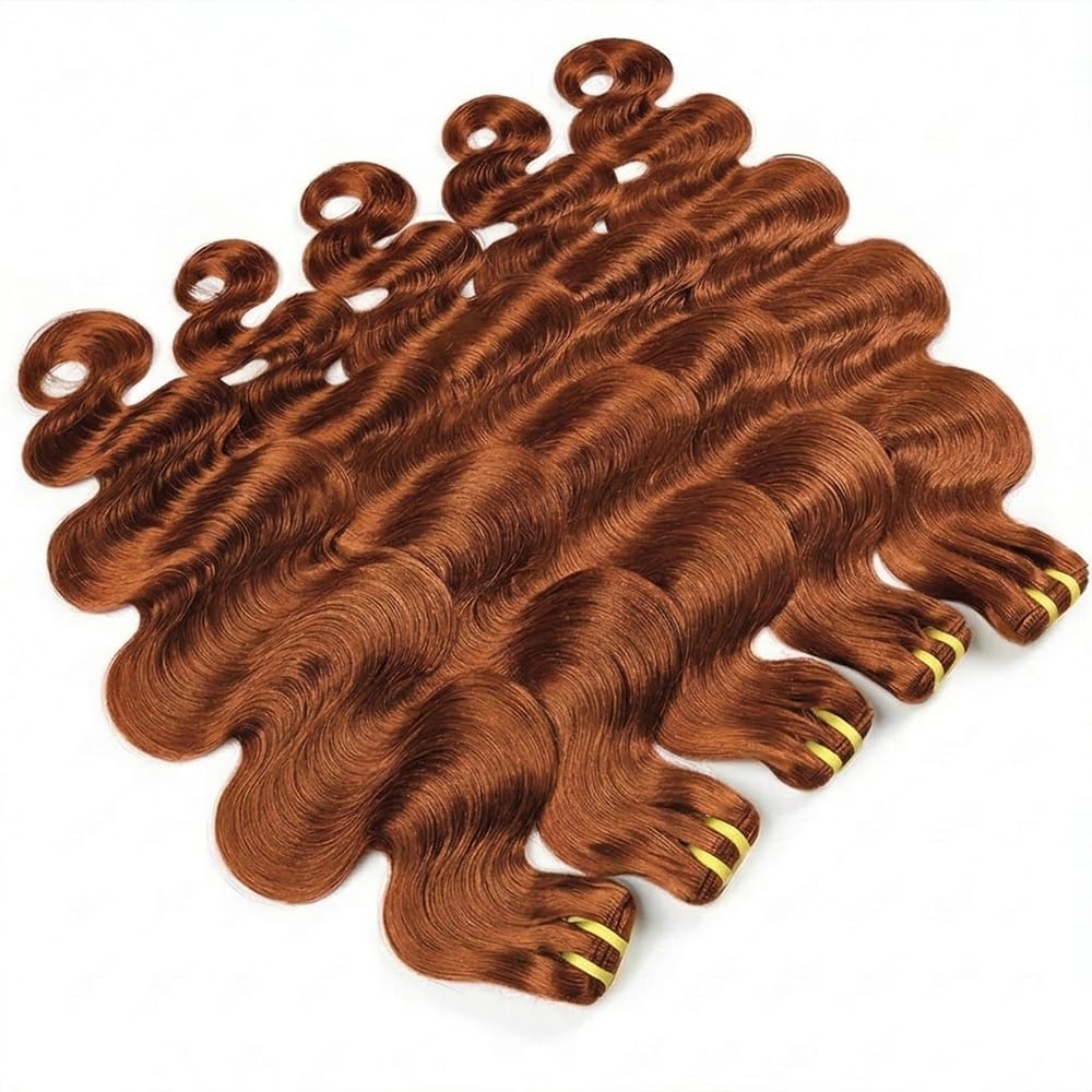 Body Wave Luxury Natural Hair Weft – 100% Virgin Human Hair / Wig Copper Orange LINKTOWIG
