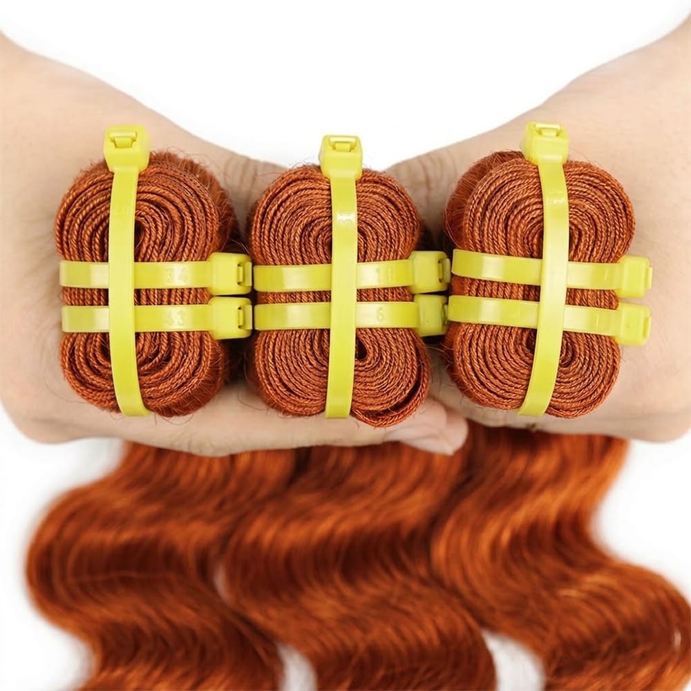 Body Wave Luxury Natural Hair Weft – 100% Virgin Human Hair / Wig Ginger Orange LINKTOWIG