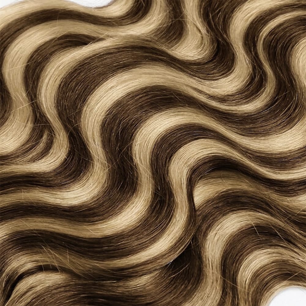 Body Wave Luxury Natural Hair Weft – 100% Virgin Human Hair / Wig Honey Blonde Highlights LINKTOWIG