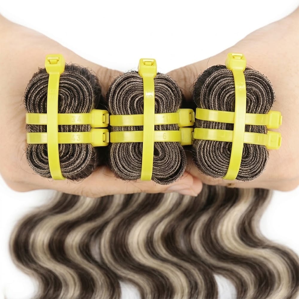 Body Wave Luxury Natural Hair Weft – 100% Virgin Human Hair / Wig Piano Highlight Silver Grey LINKTOWIG