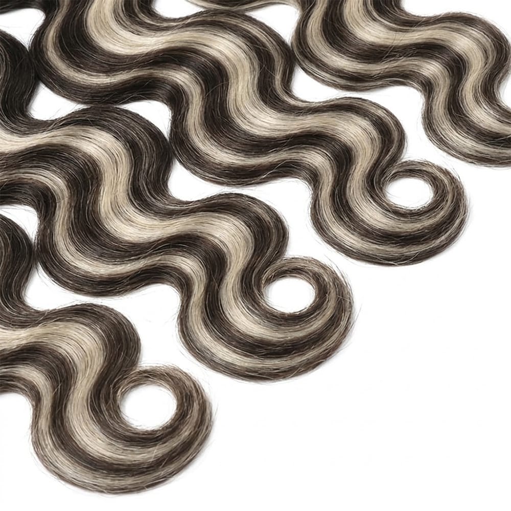 Body Wave Luxury Natural Hair Weft – 100% Virgin Human Hair / Wig Piano Highlight Silver Grey LINKTOWIG
