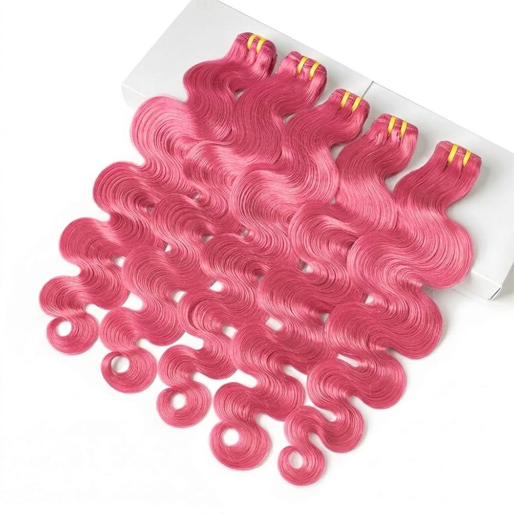 Body Wave Luxury Natural Hair Weft – 100% Virgin Human Hair / Wig pink LINKTOWIG