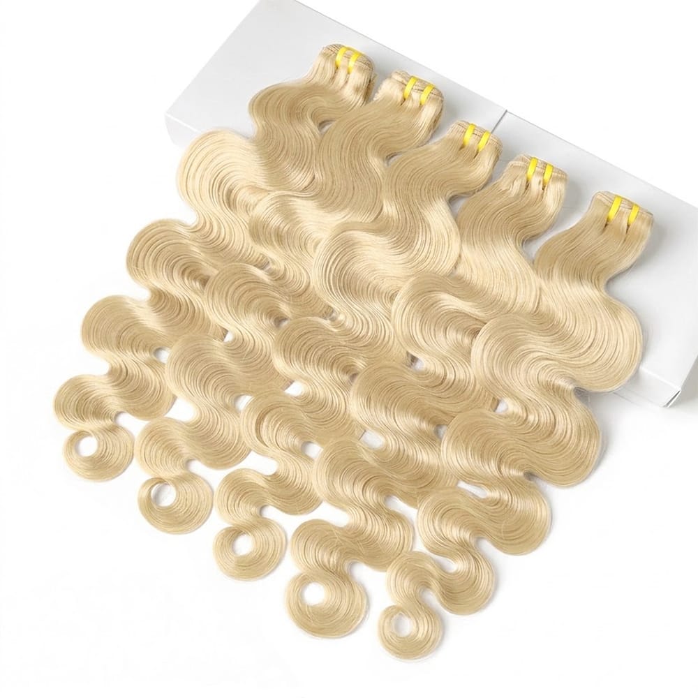 Body Wave Luxury Natural Hair Weft – 100% Virgin Human Hair / Wig Platinum Blonde LINKTOWIG