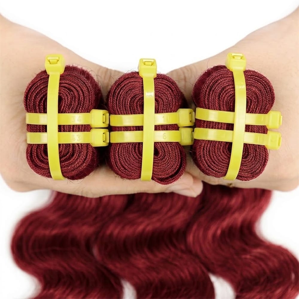 Body Wave Luxury Natural Hair Weft – 100% Virgin Human Hair / Wig Ruby Red LINKTOWIG